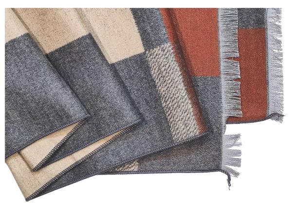 Scarf Shawl 100% Silk Flannel Patchwork Beige Khaki Grey Orange